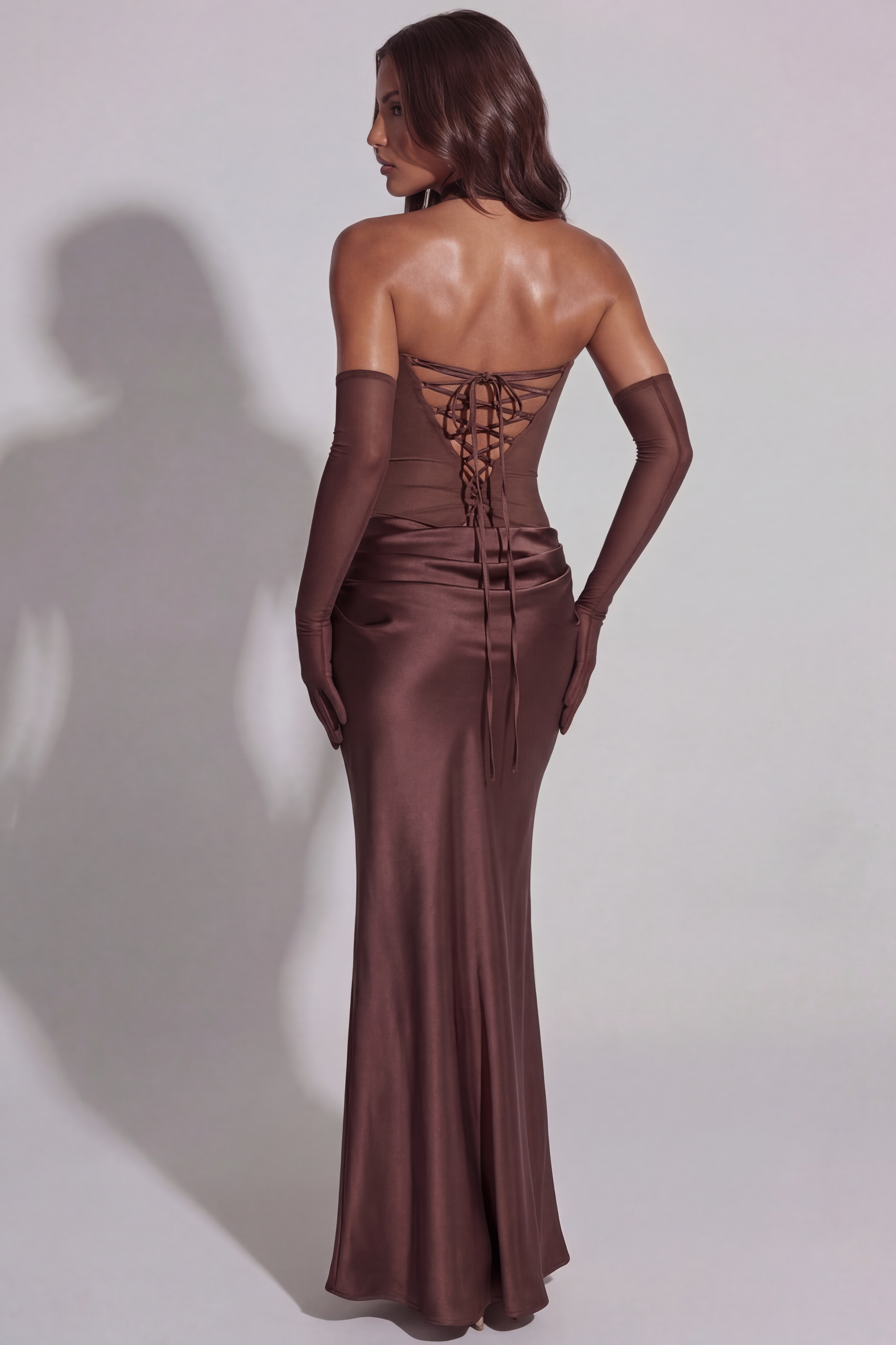 Abito Maxi Marrone Elegante da Cerimonia