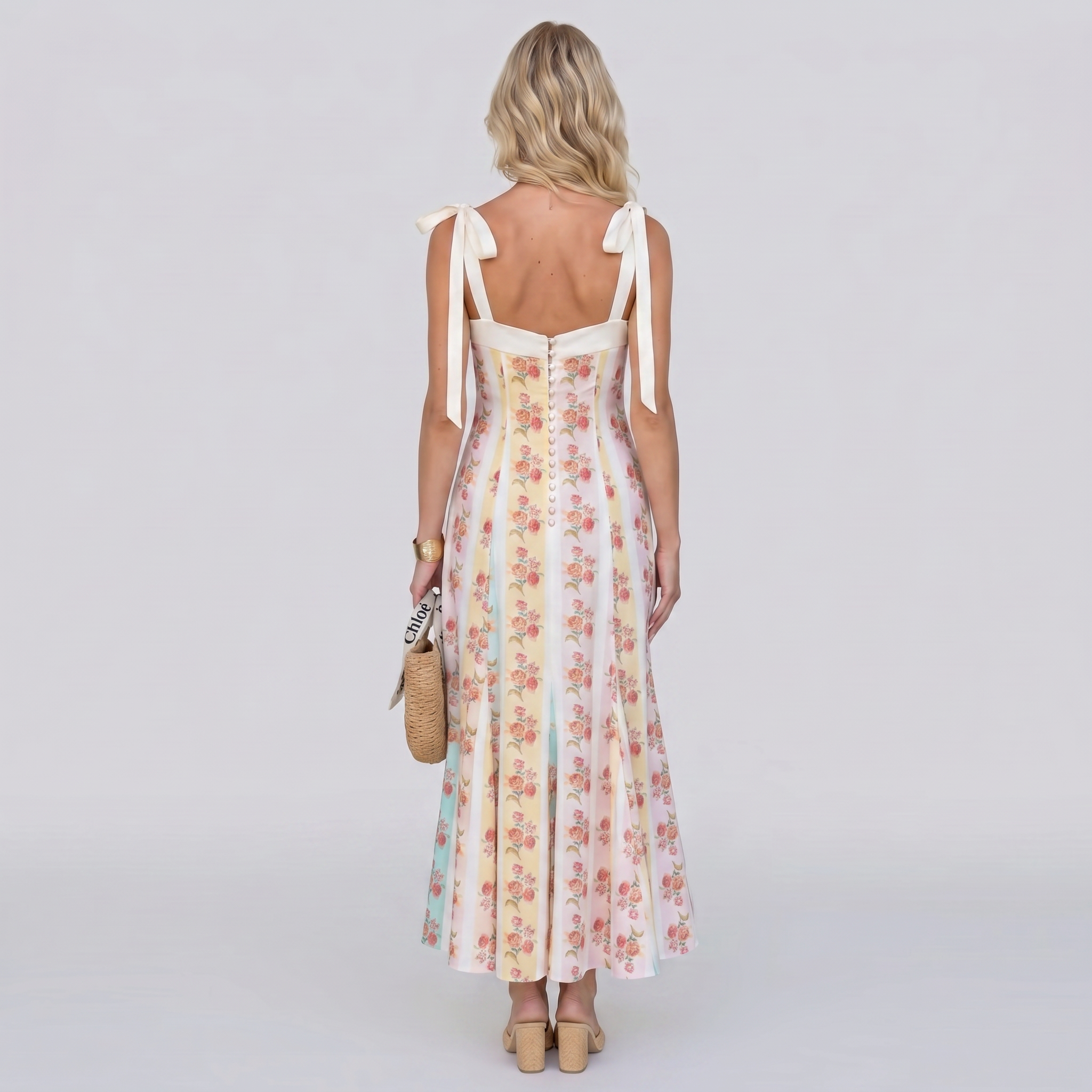 Abito Floreale Beige Romantico - Bella di Roma