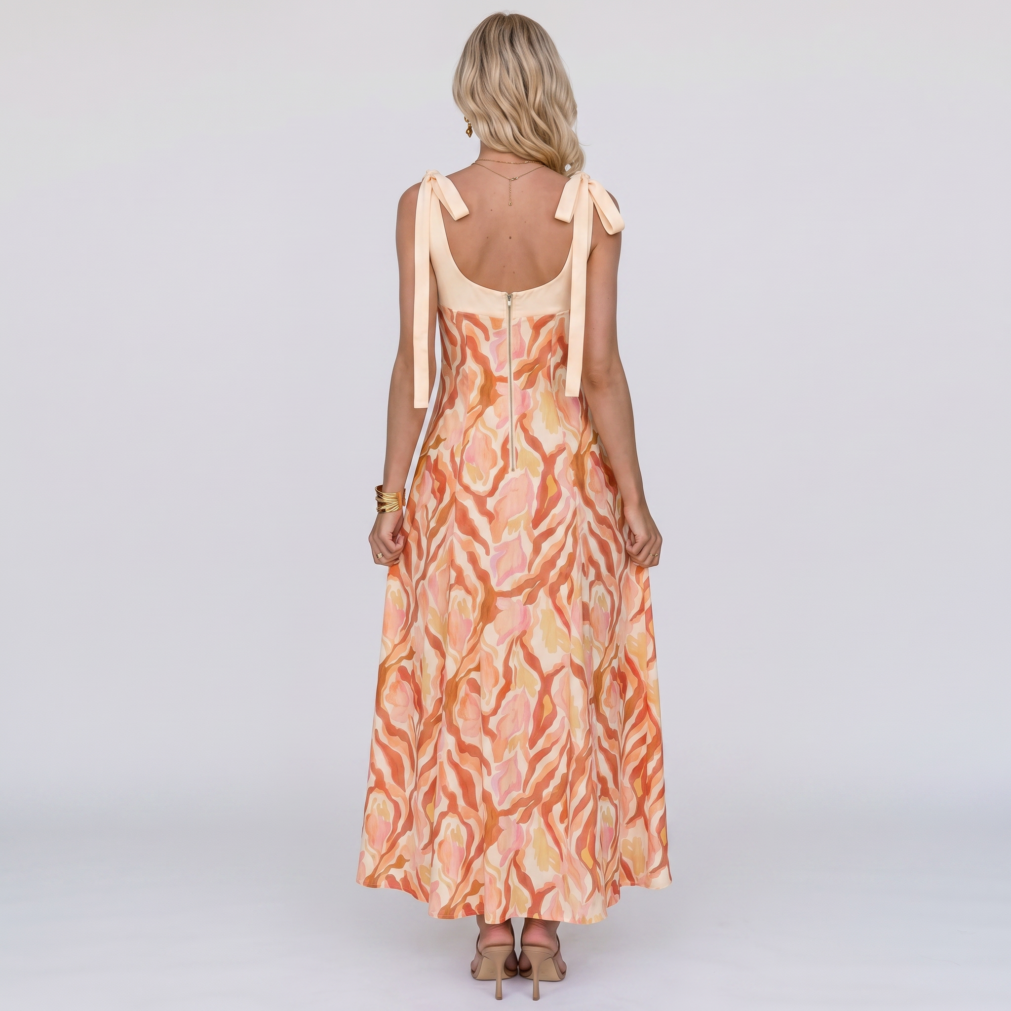 Abito Floreale Beige Romantico - Bella di Roma