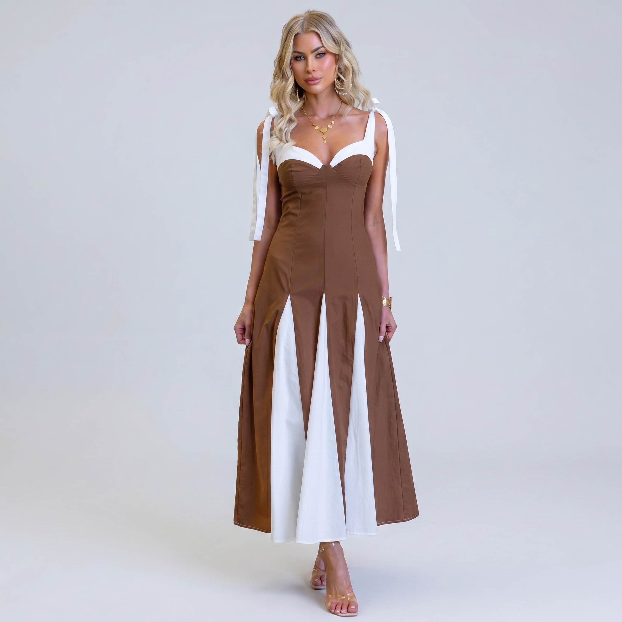 Abito Floreale Beige Romantico - Bella di Roma